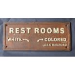 Cast Iron Vintage Baltimore & Ohio Restrooms Sign