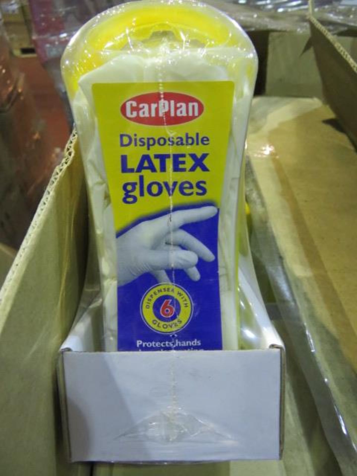 (314) PALLET TO CONTAIN 648 x CARPLAN 6 PAIRS OF DISPOSABLE LATEX GLOVES. RRP £2.99 PER PACK. ...