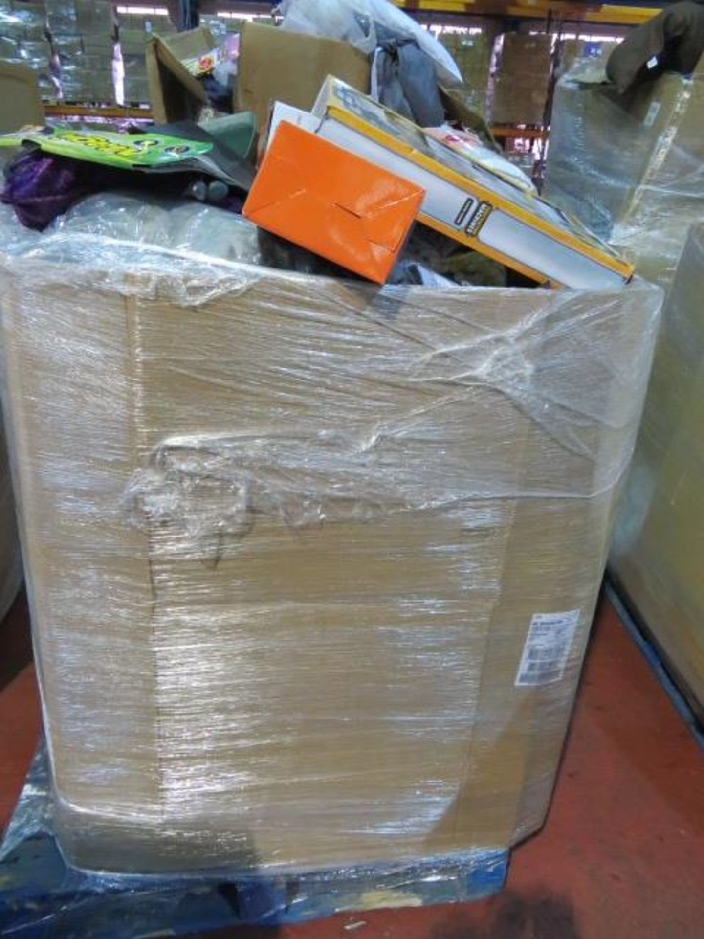 (134) LARGE PALLET APPROX 4FT TALL TO CONTAIN GARNIER OLIA CRÈME 60G, WINDOW VACUUM CLEANER, C...