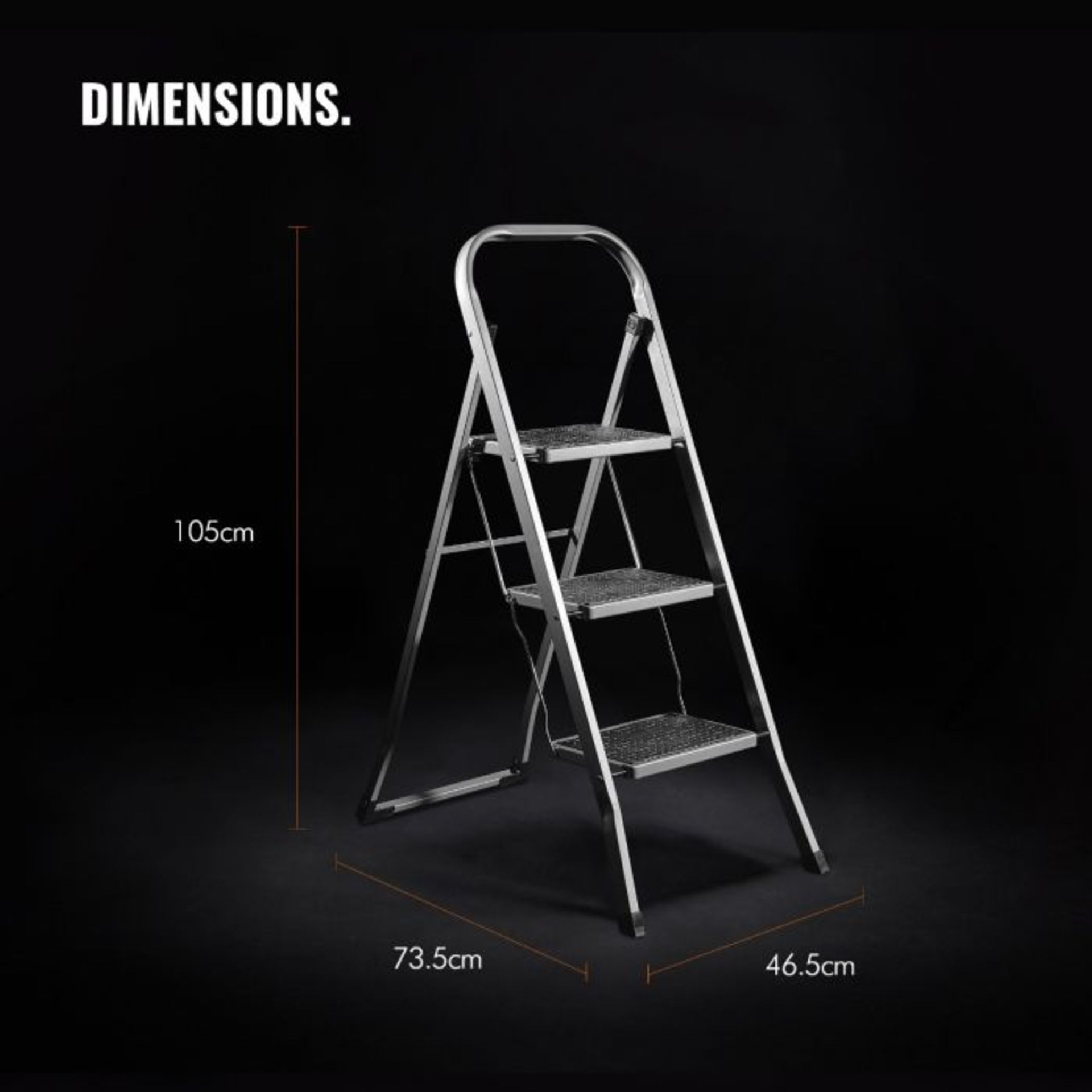 (NN85) 3 Step Steel Ladder Durable 3 step steel ladder Distributes weight evenly for total st... - Image 4 of 4