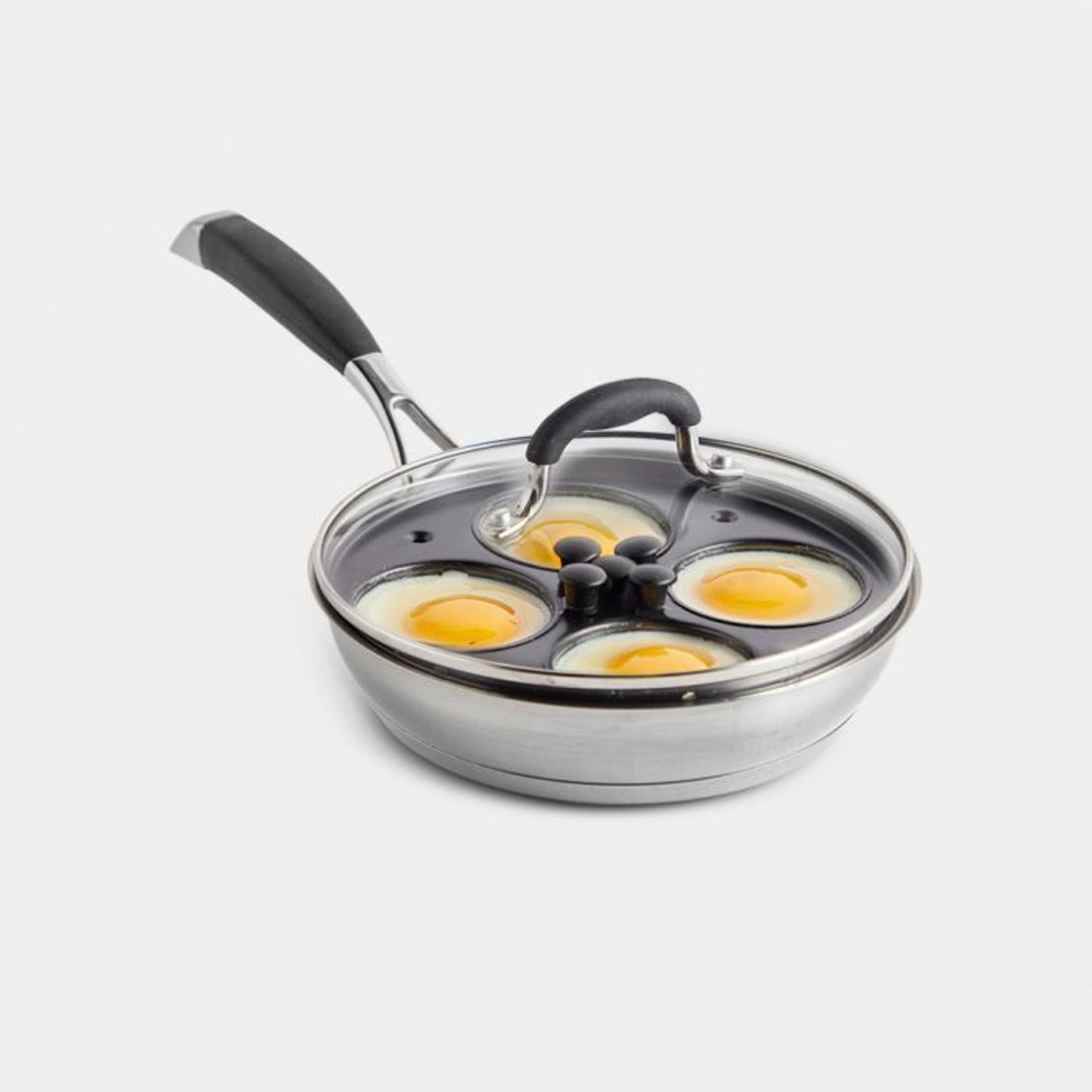 (NN18) Stainless Steel Egg Poacher 4 removable egg inserts with non-stick coating make it easy... - Image 2 of 4