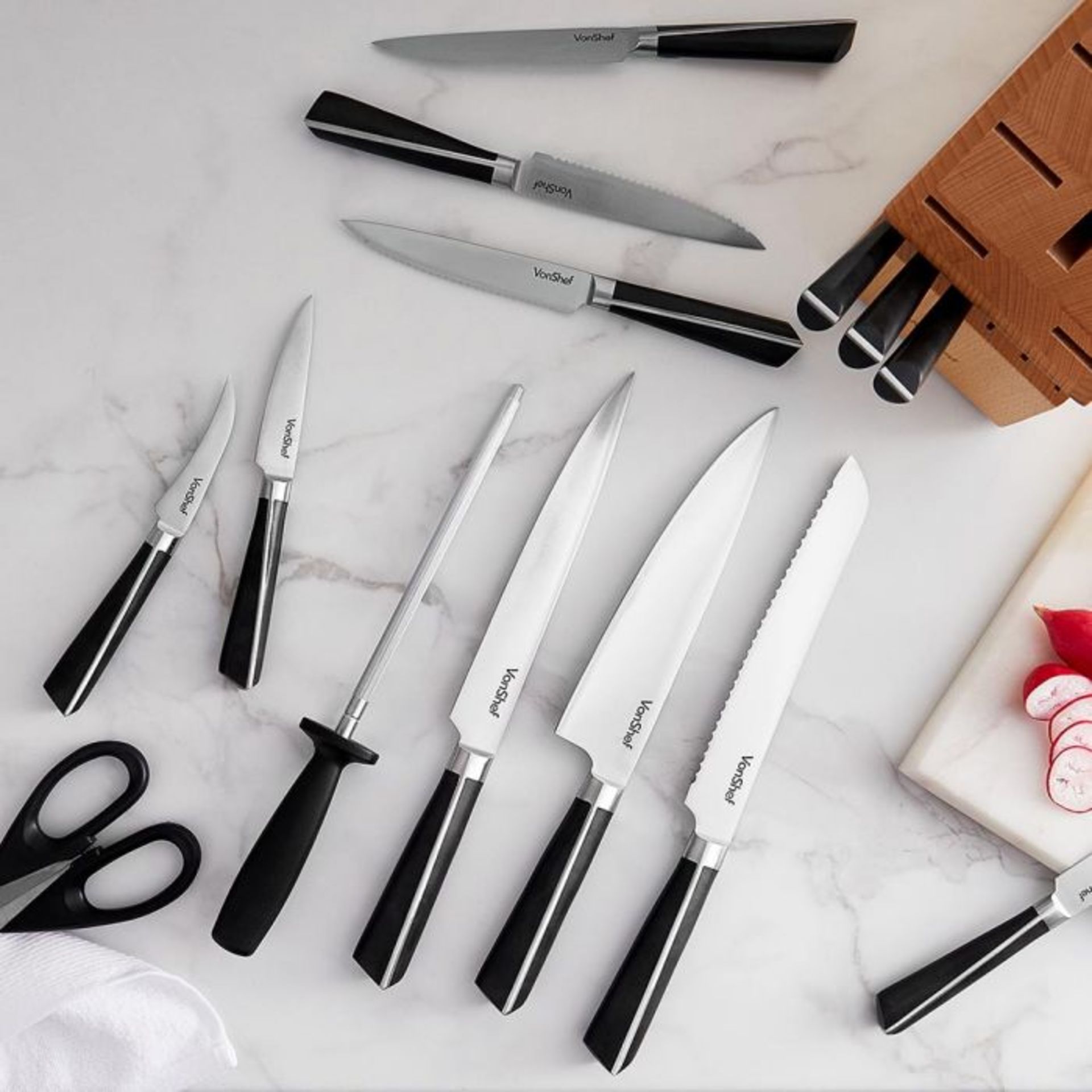 (NN10) 15pc Stainless Steel Knife Block Set Crafted from durable and corrosion-resistant polis... - Image 4 of 5