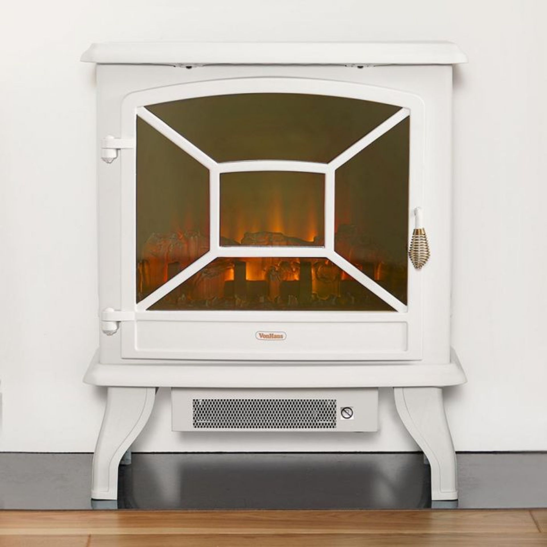 (S325) 1800W White Panoramic Stove Heater A powerful electric stove heater with three tempered... - Image 4 of 4