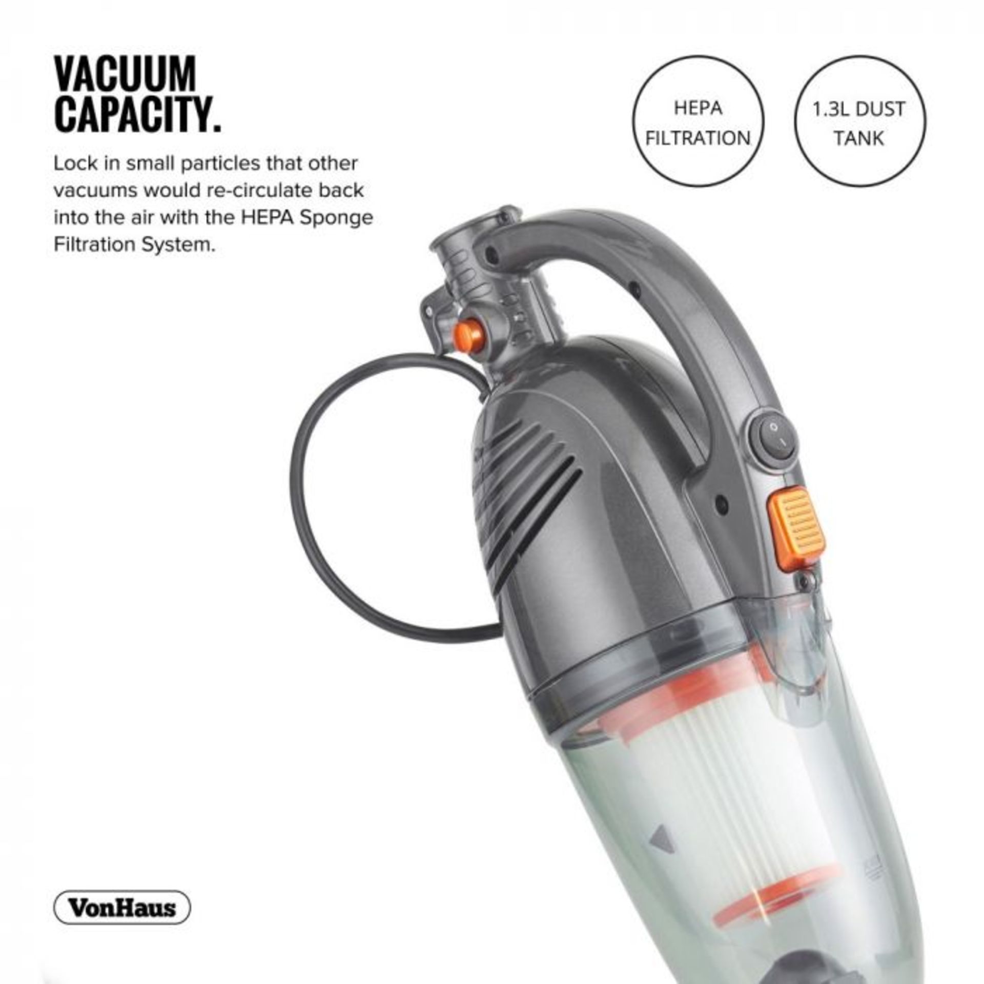 (NN28) 800W Grey 2 in 1 Stick Vacuum Can be used at full length or without the extension tube ... - Image 4 of 4