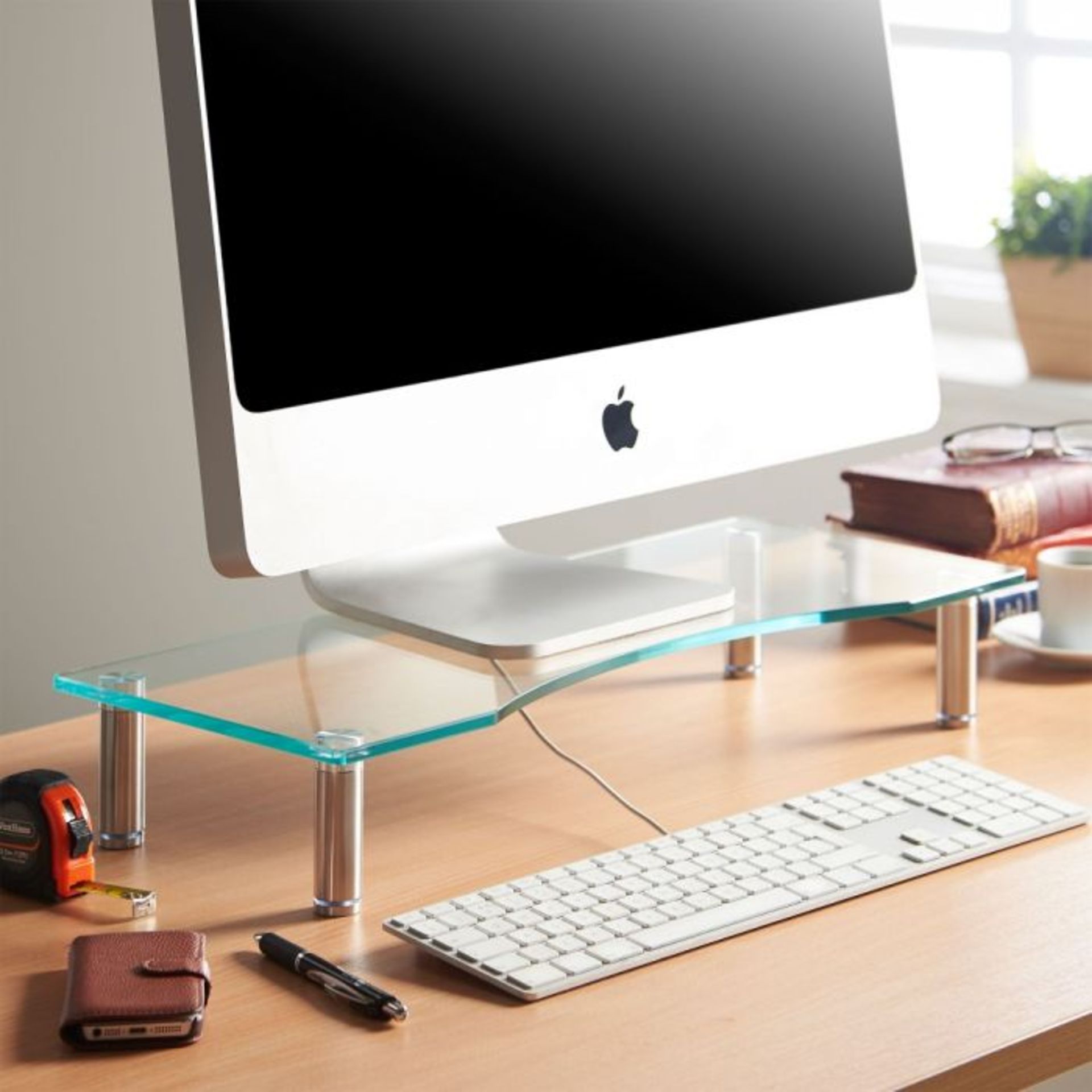 (NN33) Small Glass Monitor Stand Raises your screen to the perfect height. Suitable for monito... - Image 2 of 3