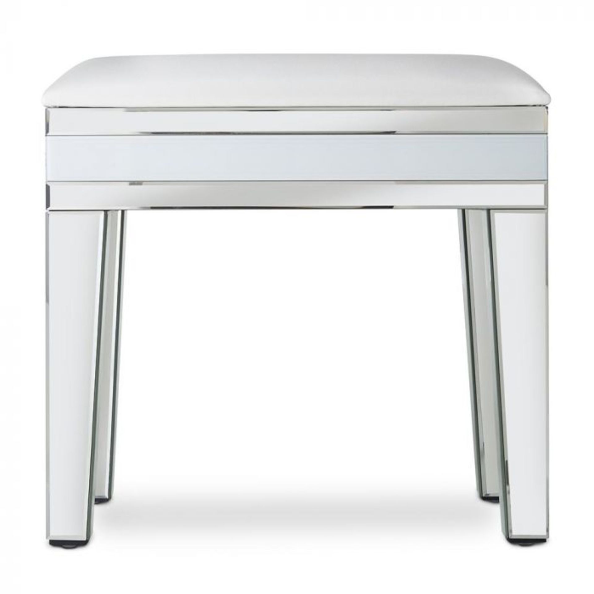 (S305) White Mirrored Dressing Table Stool Stunning glass finish with bevel edges beautifully ... - Image 3 of 5