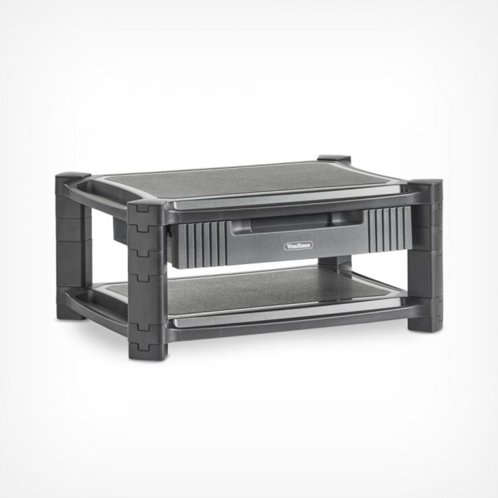 (S435) Monitor Stand with Drawer Adjustable height smart stand with two shelves and drawer for... - Image 2 of 4