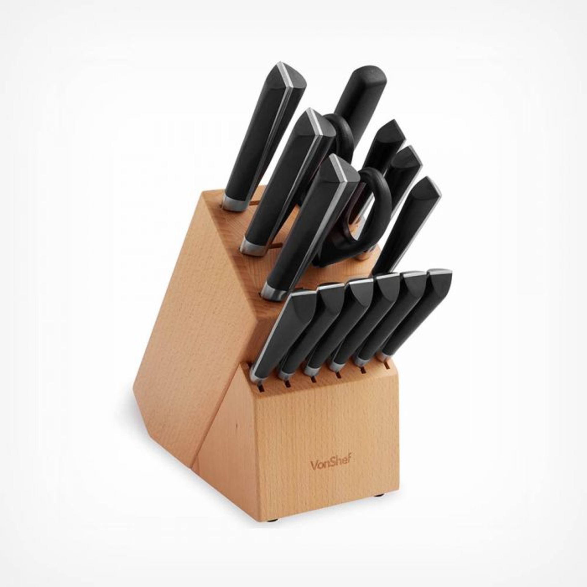 (NN10) 15pc Stainless Steel Knife Block Set Crafted from durable and corrosion-resistant polis... - Image 2 of 5