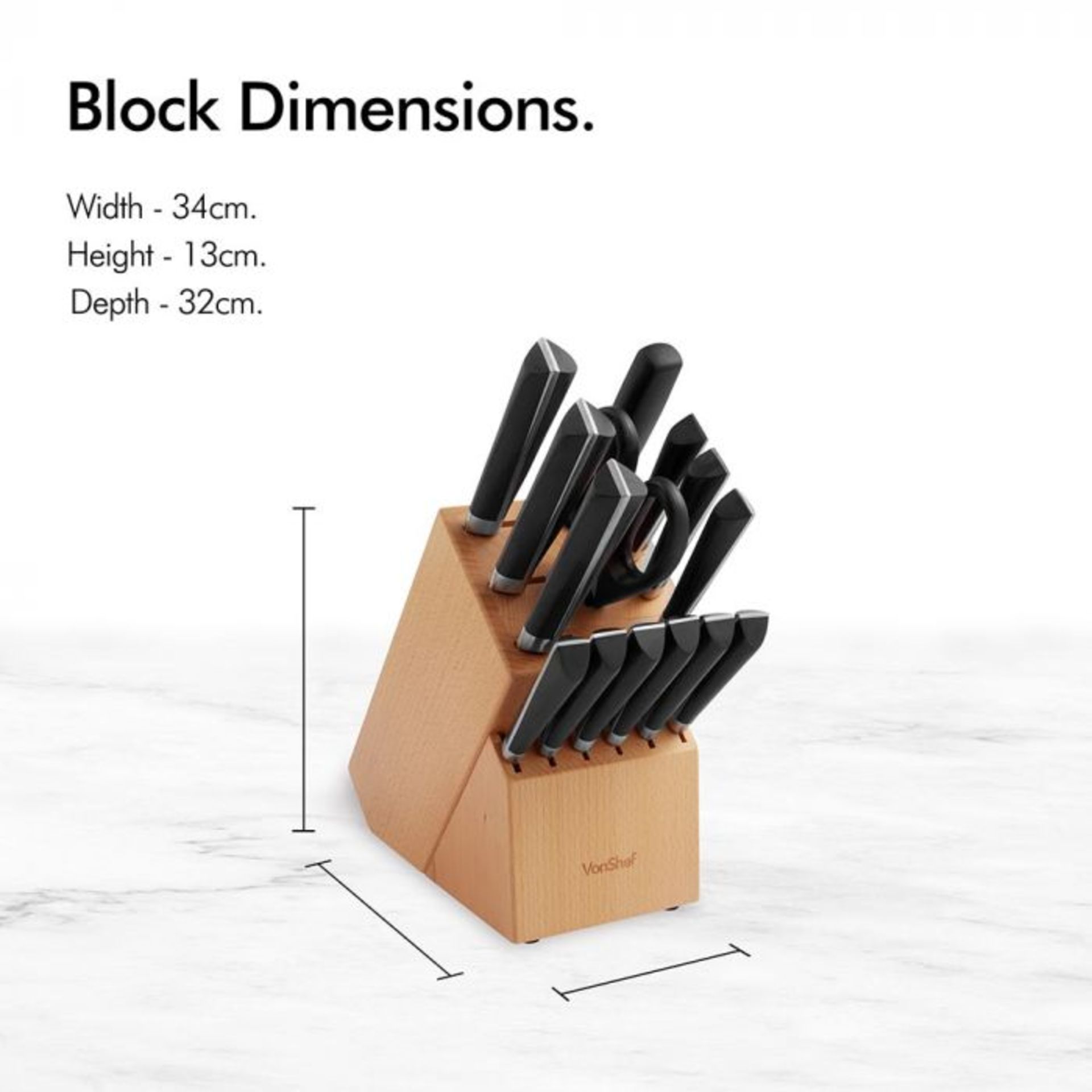 (NN10) 15pc Stainless Steel Knife Block Set Crafted from durable and corrosion-resistant polis... - Image 3 of 5