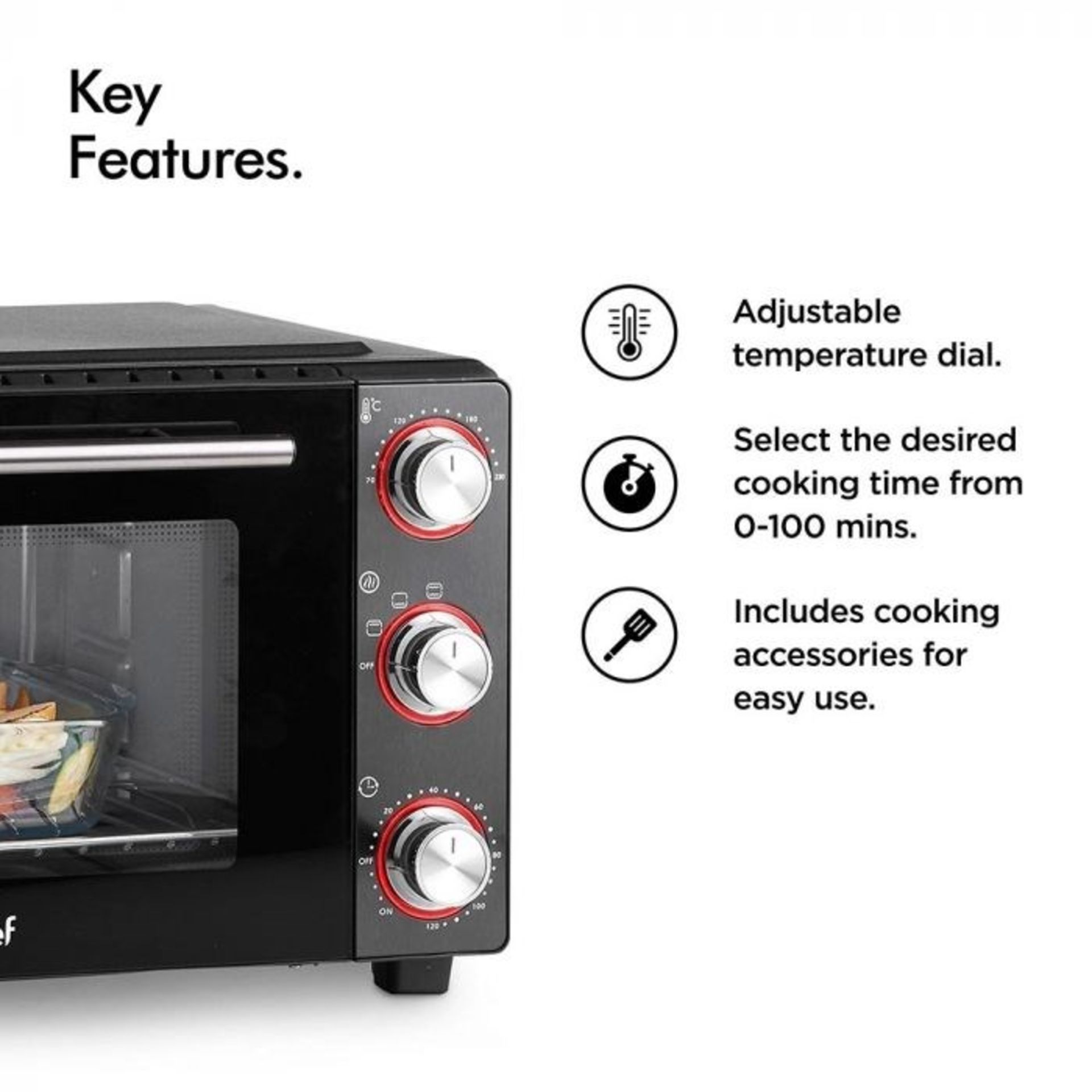 (S34) 28L Mini Oven Cooker & Grill 28L capacity and unobtrusive size makes it ideal for spaces... - Image 3 of 4