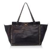 Valentino Leather Rockstud Tote Bag