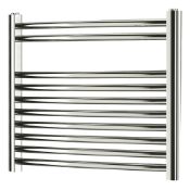 (EY155) 500x550mm Curved Chrome Towel Radiator. High quality chrome-plated steel construction.