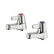 (SH1018) ARMITAGE SHANKS SANDRINGHAM 21 BASIN PILLAR BATHROOM TAPS PAIR. ¼ Turn O...