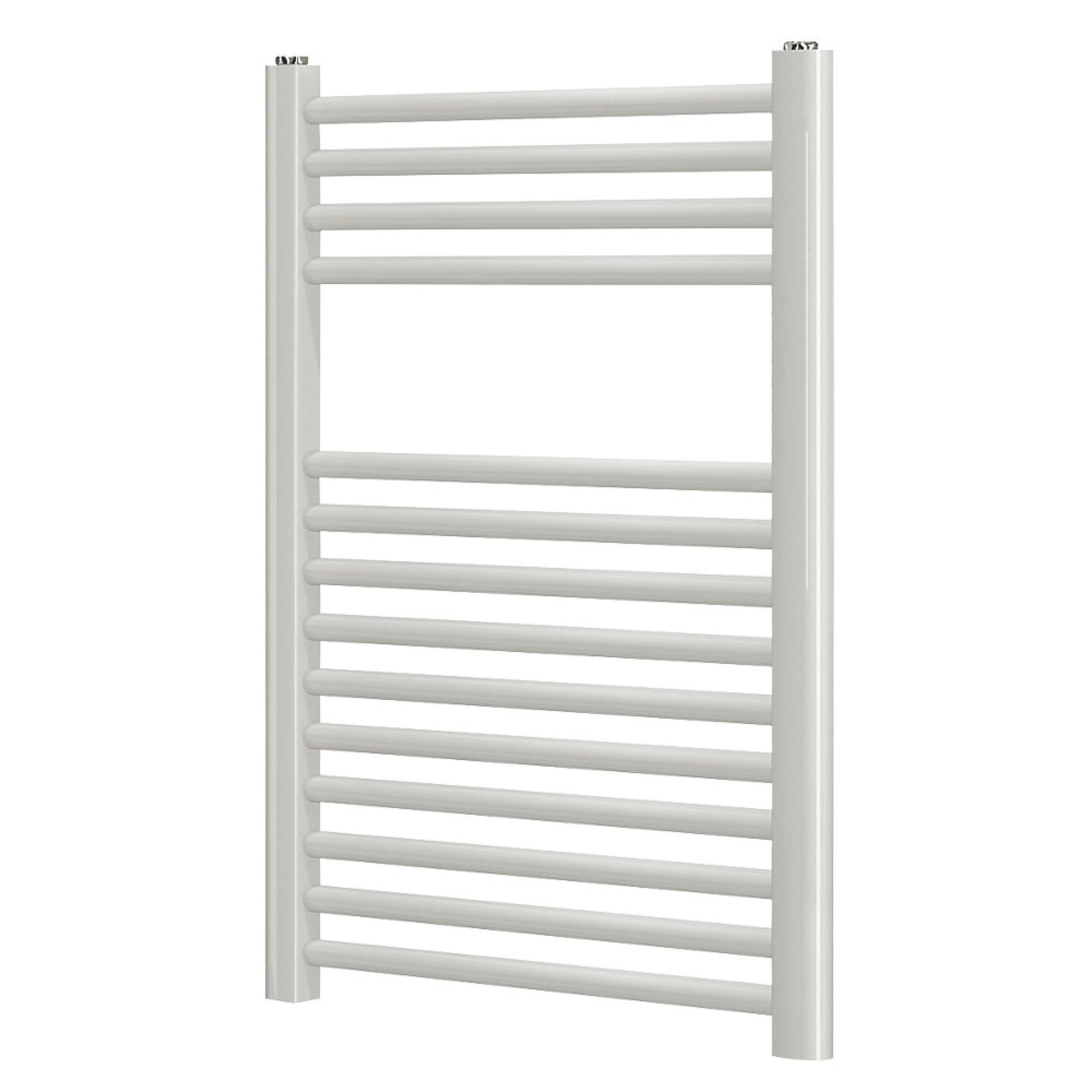 (KL104) 700 X 400mm White Flat Towel Radiator. Flat Front Powder-Coated Mild Steel Construction. May