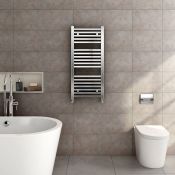(EY73) 1000x450mm Chrome Square Rail Ladder Towel Radiator. Made from low carbon steel with a high