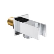 (U1018) Brass Square Connector With Shower Handset Bracket Chrome Plated Solid Brass Standard...