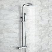 (UK261) Square Exposed Thermostatic Shower Kit & Medium Head. Angled slim and on-trend aesthetic