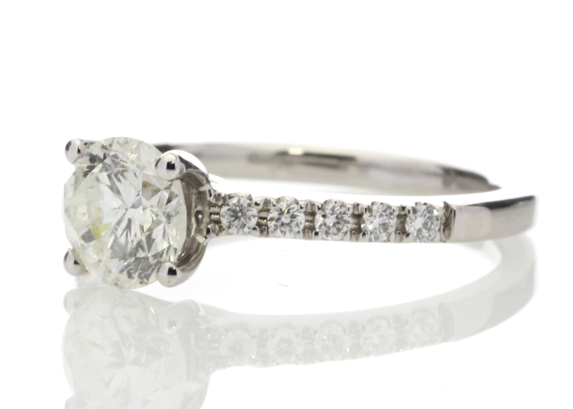 18ct White Gold Single Stone Diamond Ring With Stone Set Shoulders (1.07) 1.25 Carats - Image 2 of 5