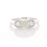 18ct White Gold Three Stone Claw Set Diamond Ring (0.75) 1.02 Carats