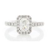 Platinum Single Stone With Halo Setting Ring (0.70) 1.02 Carats