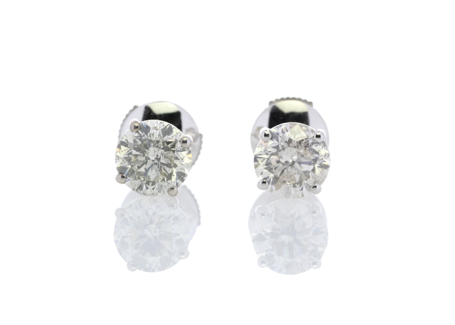 18ct White Gold Single Stone Claw Set Diamond Earring 2.34 Carats