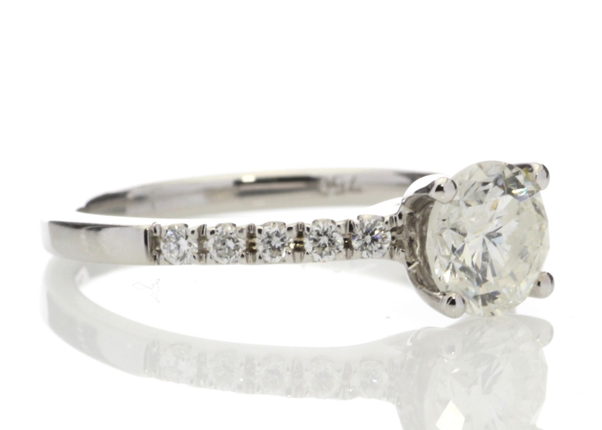 18ct White Gold Single Stone Diamond Ring With Stone Set Shoulders (1.07) 1.25 Carats - Image 4 of 5
