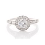 18ct White Gold Single Stone With Halo Setting Ring (0.63) 0.91 Carats