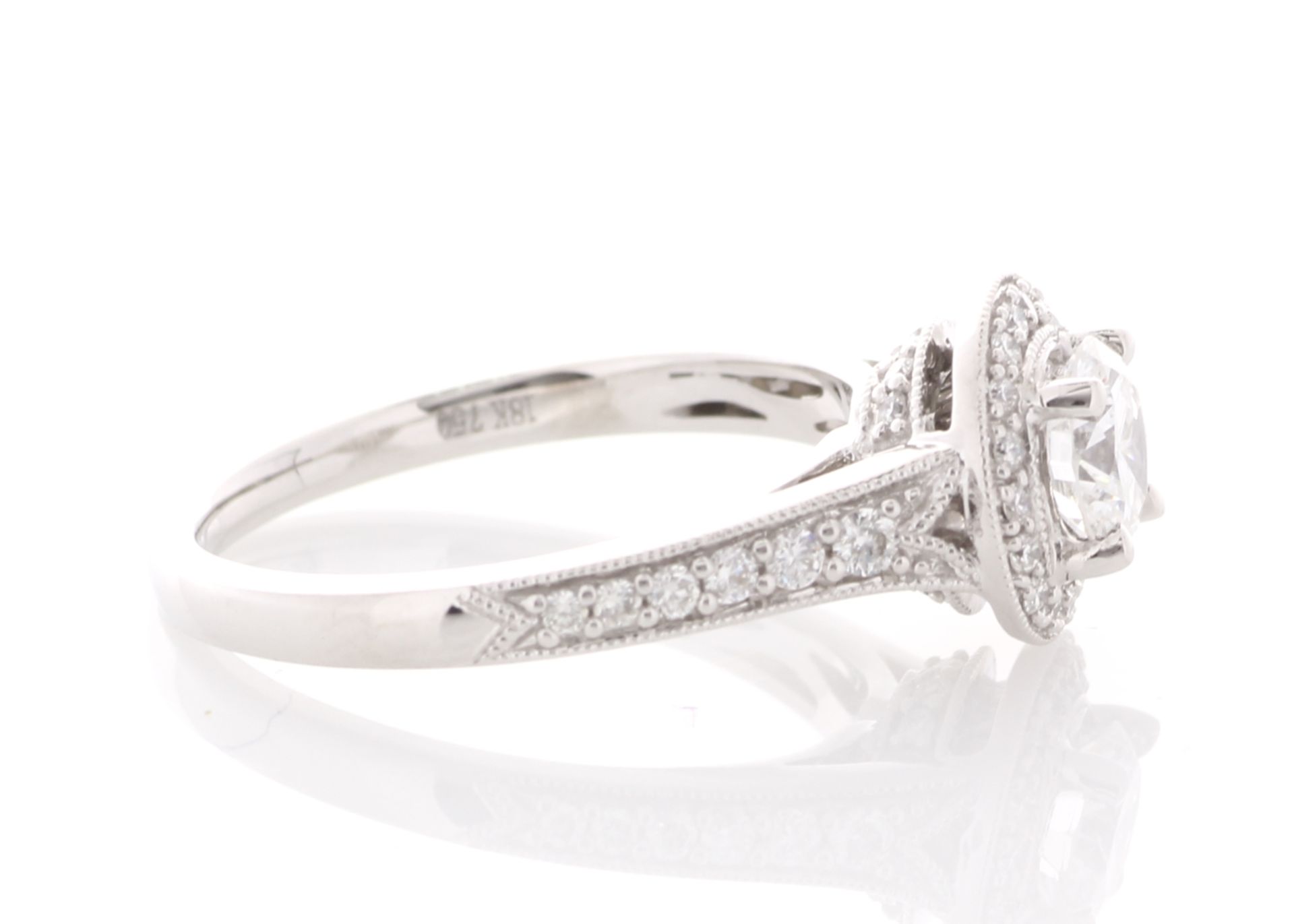 18ct White Gold Single Stone With Halo Setting Ring (0.63) 0.91 Carats - Image 4 of 5