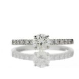 18ct Single Stone Claw Set With Stone Set Shoulders Diamond Ring (0.52) 0.69 Carats