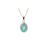 9ct Yellow Gold Diamond And Emerald Pendant 0.11 Carats