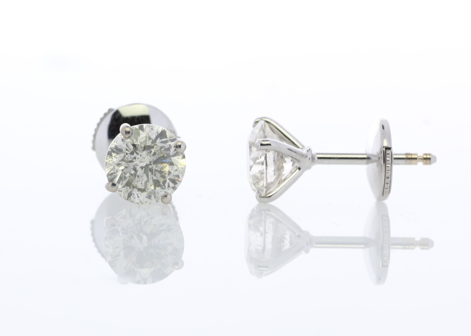 18ct White Gold Single Stone Claw Set Diamond Earring 2.34 Carats - Image 2 of 4