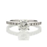 18ct White Gold Single Stone Diamond Ring With Stone Set Shoulders (1.07) 1.25 Carats