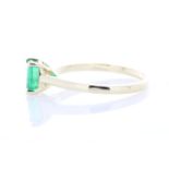 9ct Yellow Gold Single Stone Emerald Cut Emerald Ring 0.63 Carats