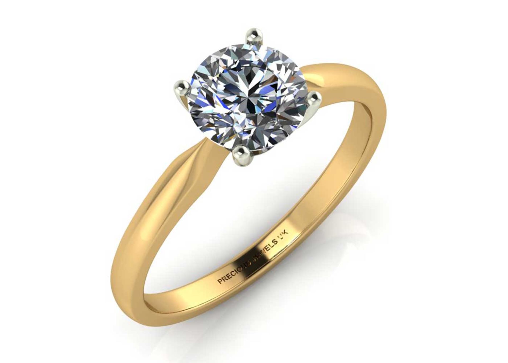 18ct Yellow Gold Single Stone Claw Set Diamond Ring F VS 0.50 Carats