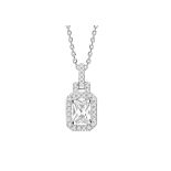 18ct White Gold Single Stone With Halo Setting Pendant 2.39 Carats