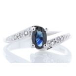 9ct White Gold Diamond And Sapphire Ring 0.01 Carats