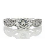 18ct White Gold Single Stone Claw Set With Stone Set Shoulders Diamond Ring (1.03) 1.32 Carats