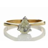 18ct Single Stone NATURAL FANCY LIGHT YELLOW Pear Shape Diamond Ring 0.50 Carats