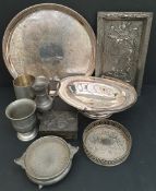 Antique Vintage Parcel of Pewter & Plates Ware