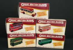 Vintage 5 x Atlas Die Cast Model Buses Boxed