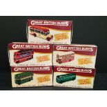 Vintage 5 x Atlas Die Cast Model Buses Boxed