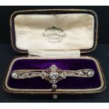 Antique Jewellery Brooch 15ct Gold & Platinum with 17 Diamonds