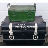 Vintage Military Trunk & Green Metal Ammo Box 1941