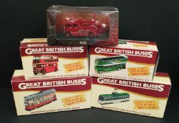 Vintage 5 x Atlas Die Cast Models Fire engine & Buses Boxed