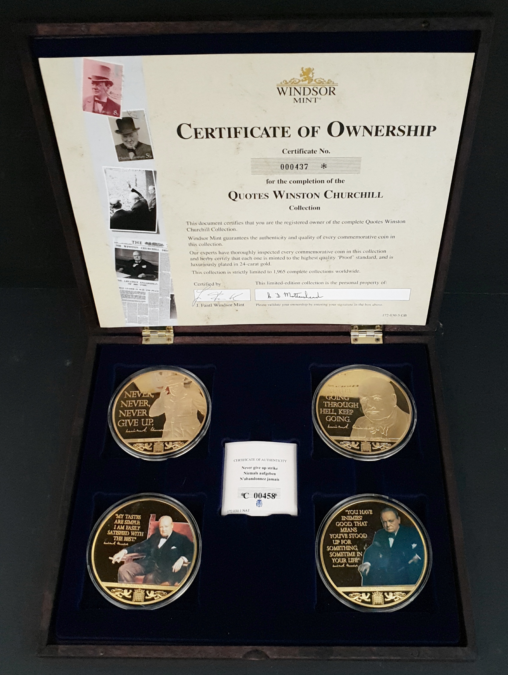 Collectable Coins Set 4 Quotes of Winston Churchill Commemorative Strike