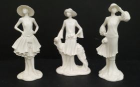 Vintage 3 x Royal Worcester Figures The 1920's Vogue Collection