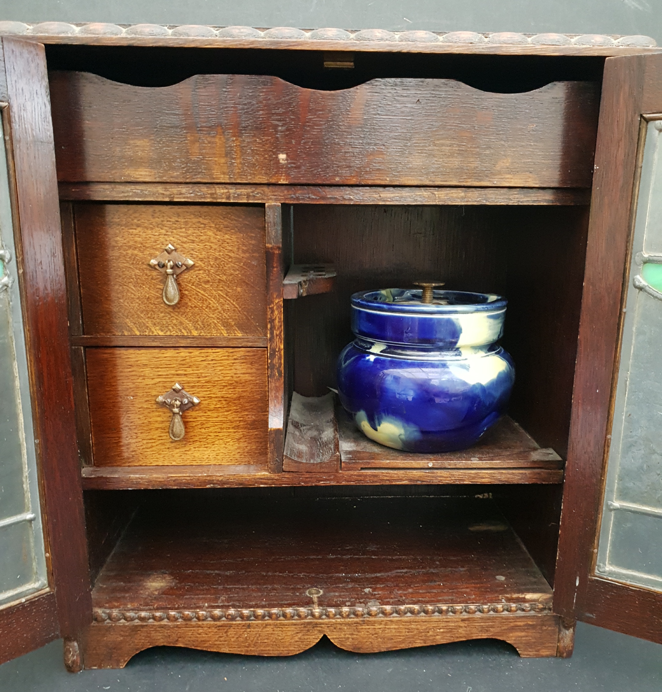 Art Nouveau Hardwood Smokers Cabinet & Contents - Image 2 of 6