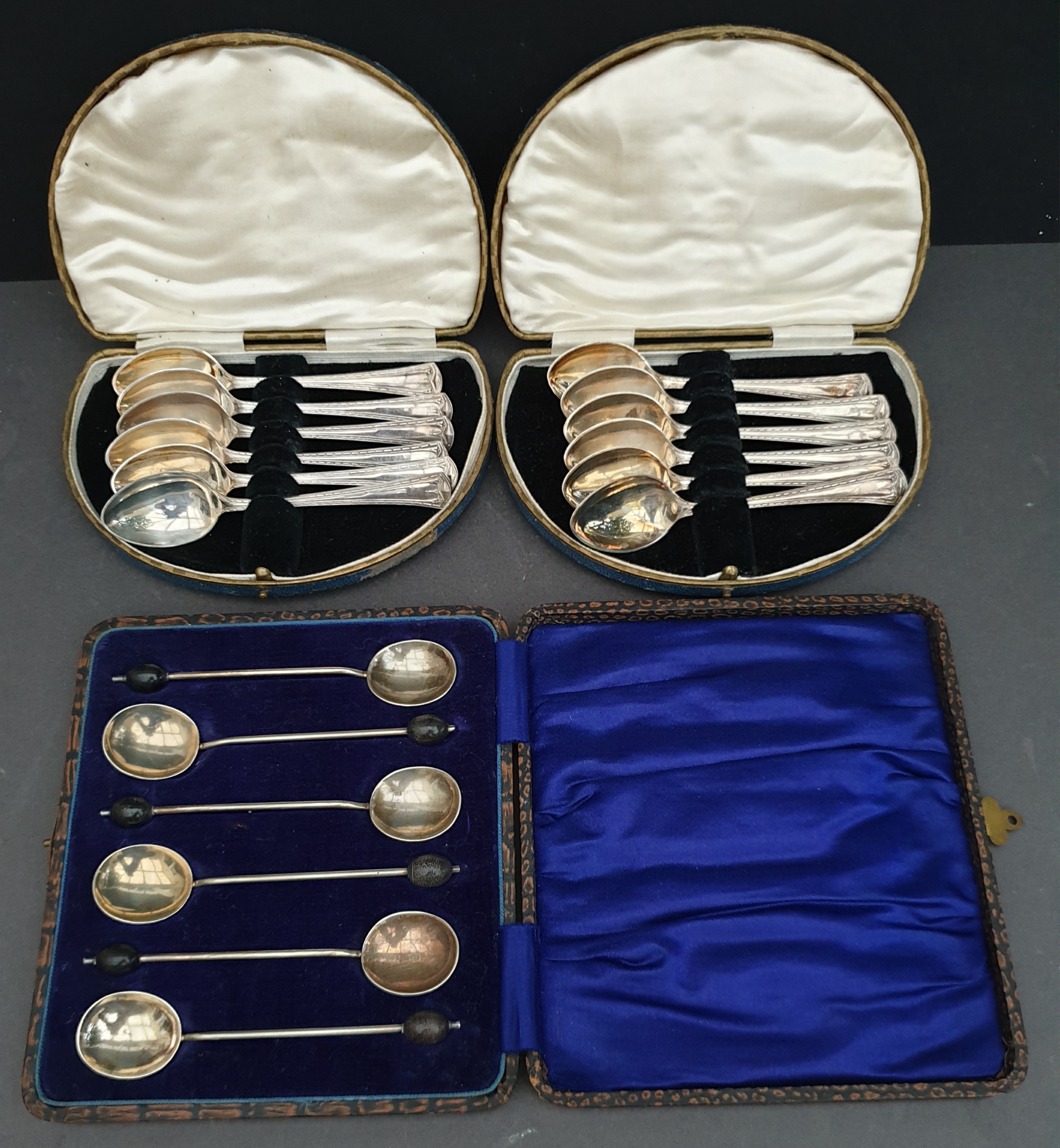 Vintage 3 x Boxed Tea Spoons & Coffee Bean Spoon Sets