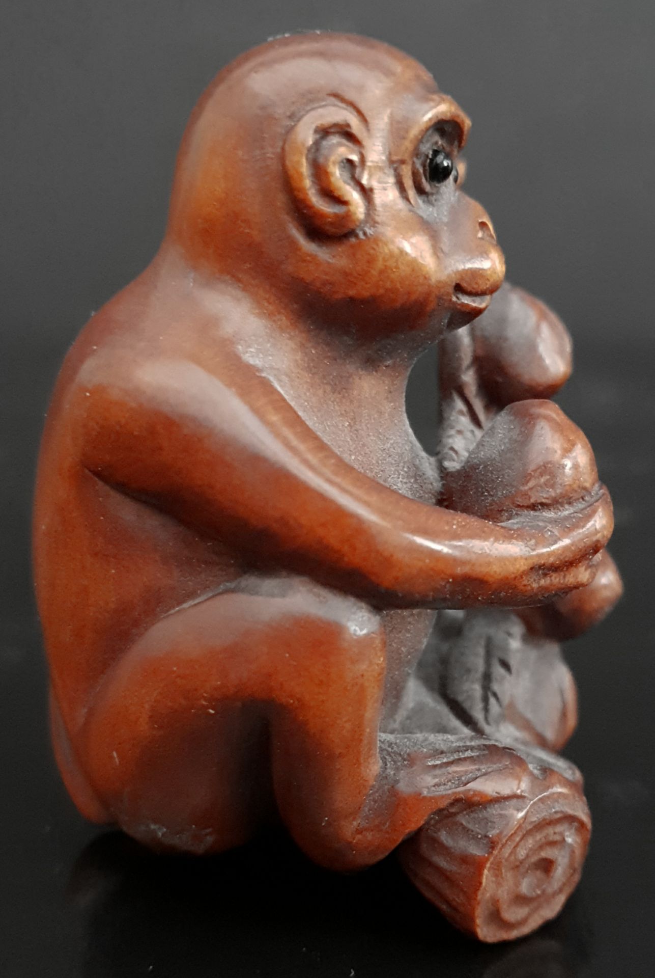 Vintage Wooden Netsuke Monkey Signed - Image 4 of 6