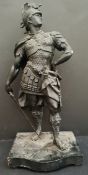 Antique Spelter Warrior Figure 21 inches Tall